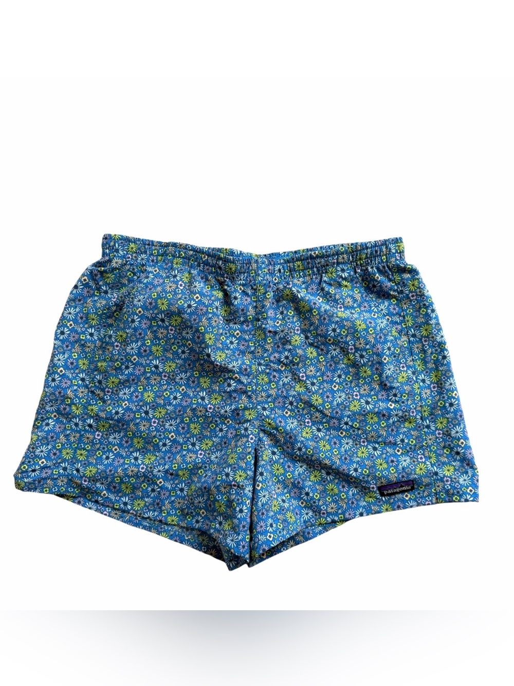 Patagonia Women’s Baggies Shorts 5” Size Medium Blue Floral Pull On Outdoor